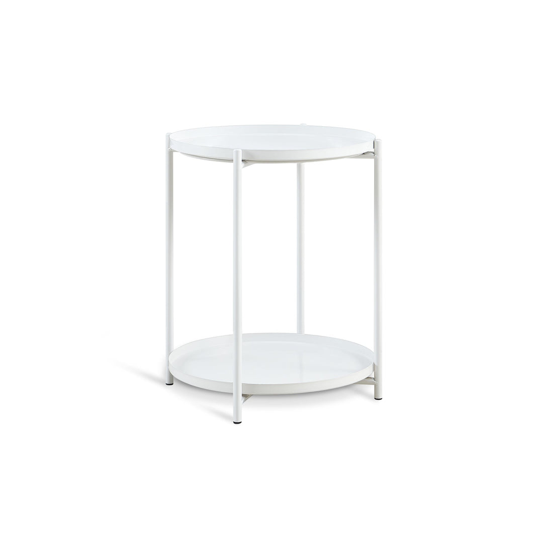 Zen Round Coffee Table with Shelf - White