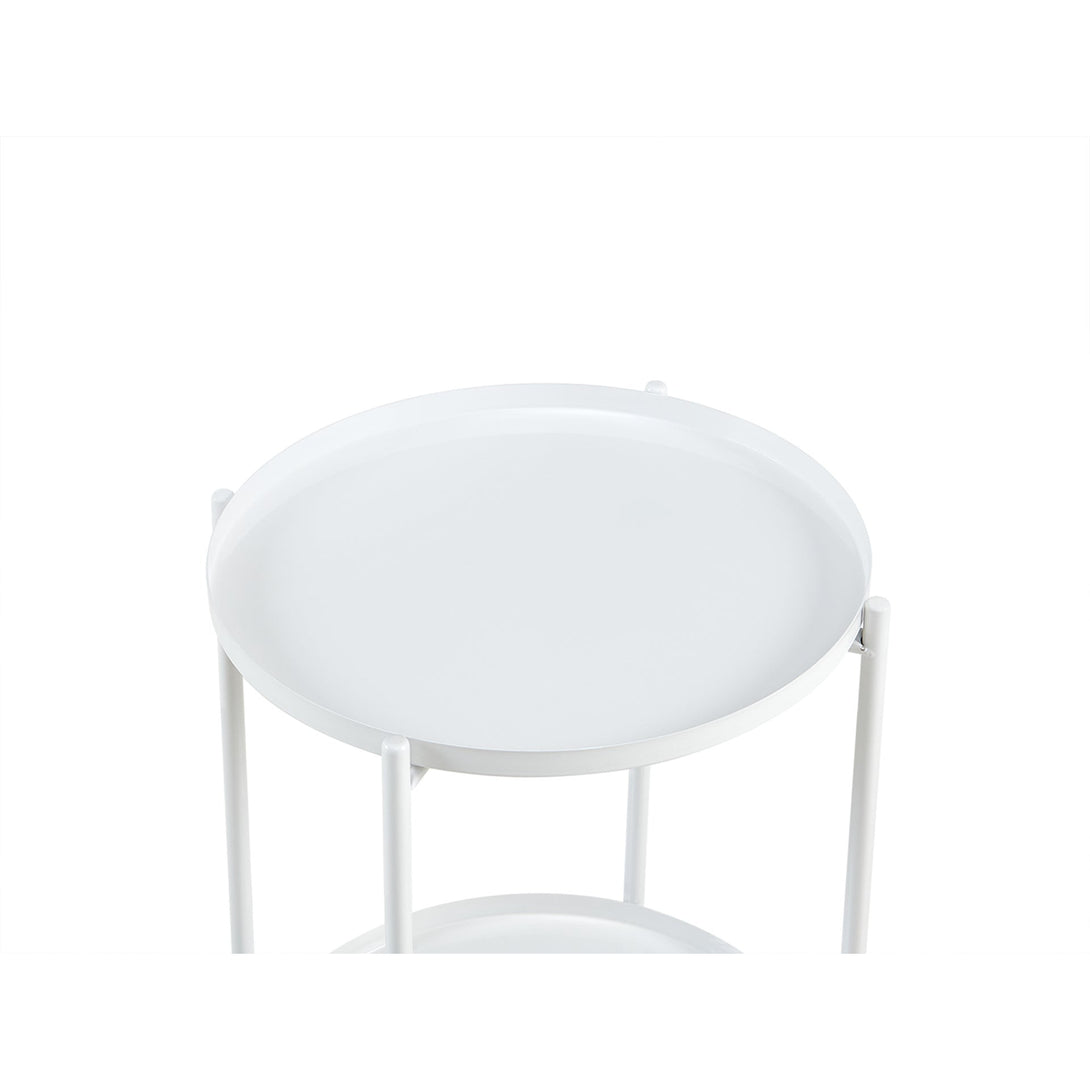 Zen Round Coffee Table with Shelf - White