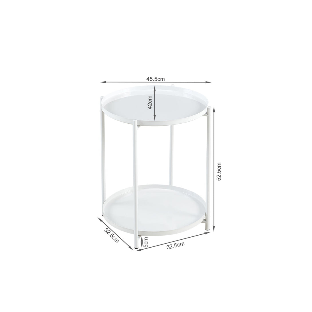 Zen Round Coffee Table with Shelf - White