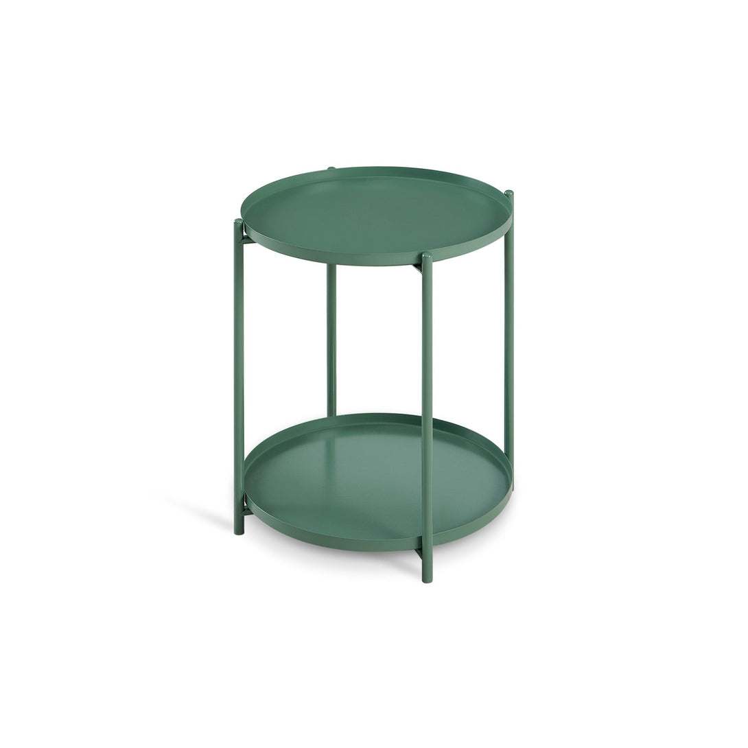 Zen Round Coffee Table with Shelf - Green