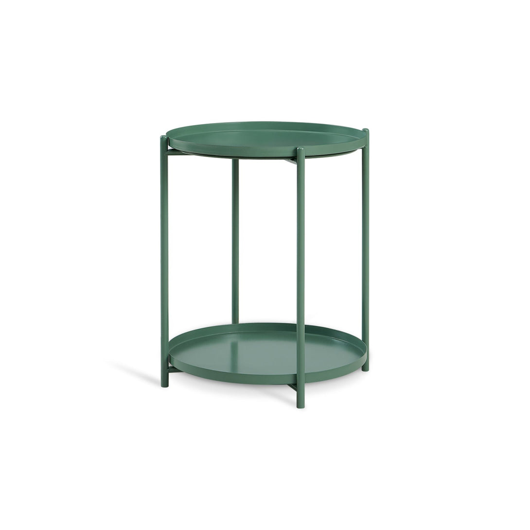 Zen Round Coffee Table with Shelf - Green