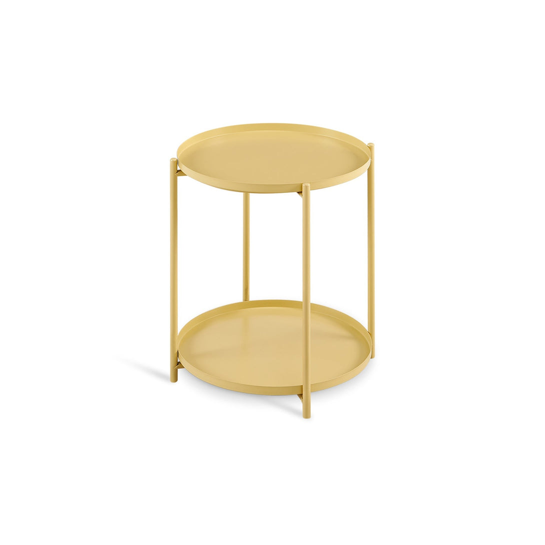 Zen Round Coffee Table with Shelf - Yellow