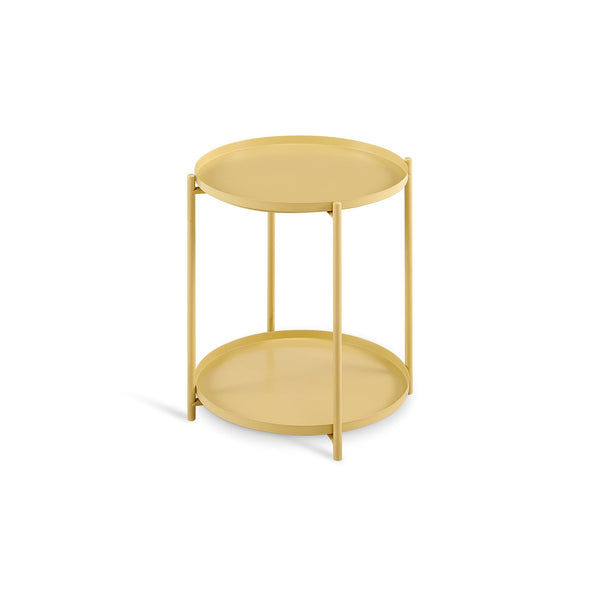 Zen Round Coffee Table with Shelf - Yellow