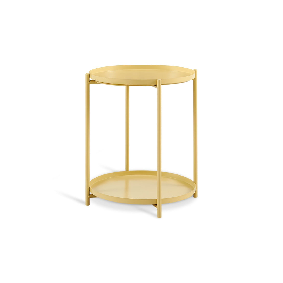 Zen Round Coffee Table with Shelf - Yellow