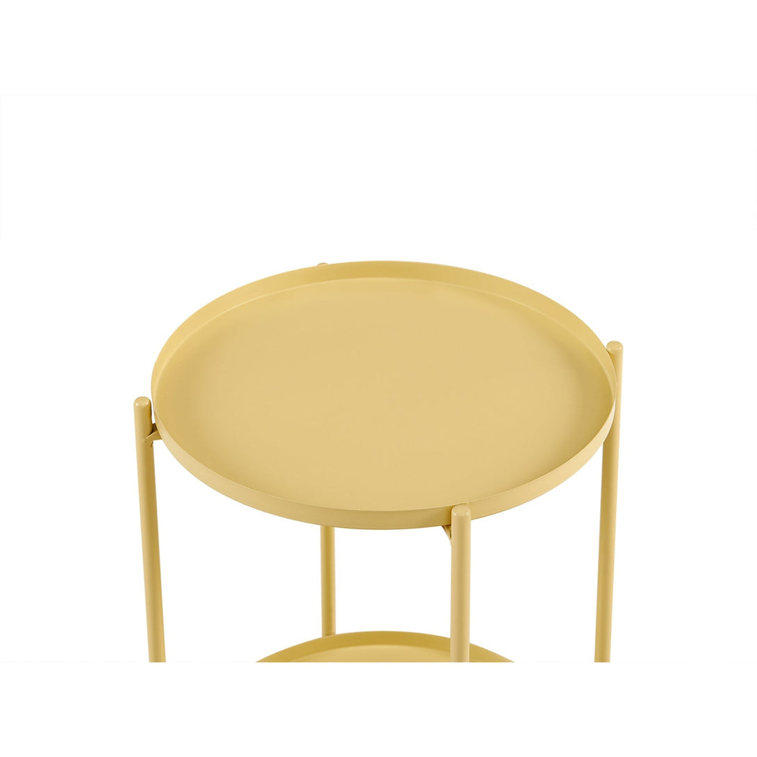 Zen Round Coffee Table with Shelf - Yellow