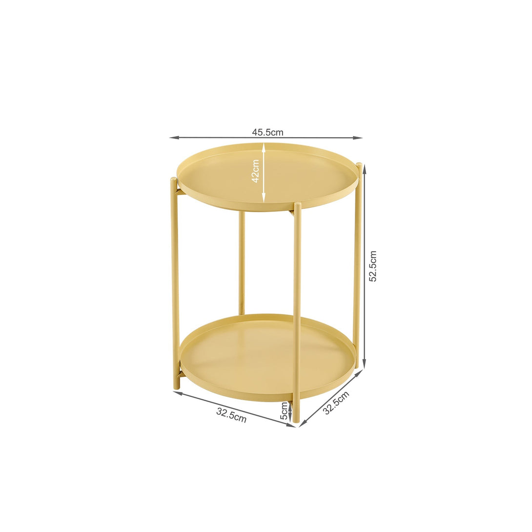 Zen Round Coffee Table with Shelf - Yellow