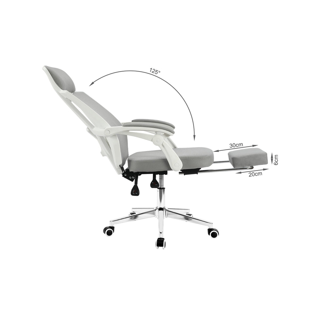 Melissa Office Chair with Footrest - Grey + White