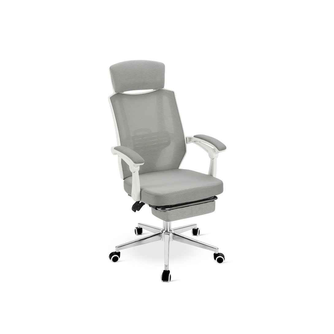 Melissa Office Chair with Footrest - Grey + White