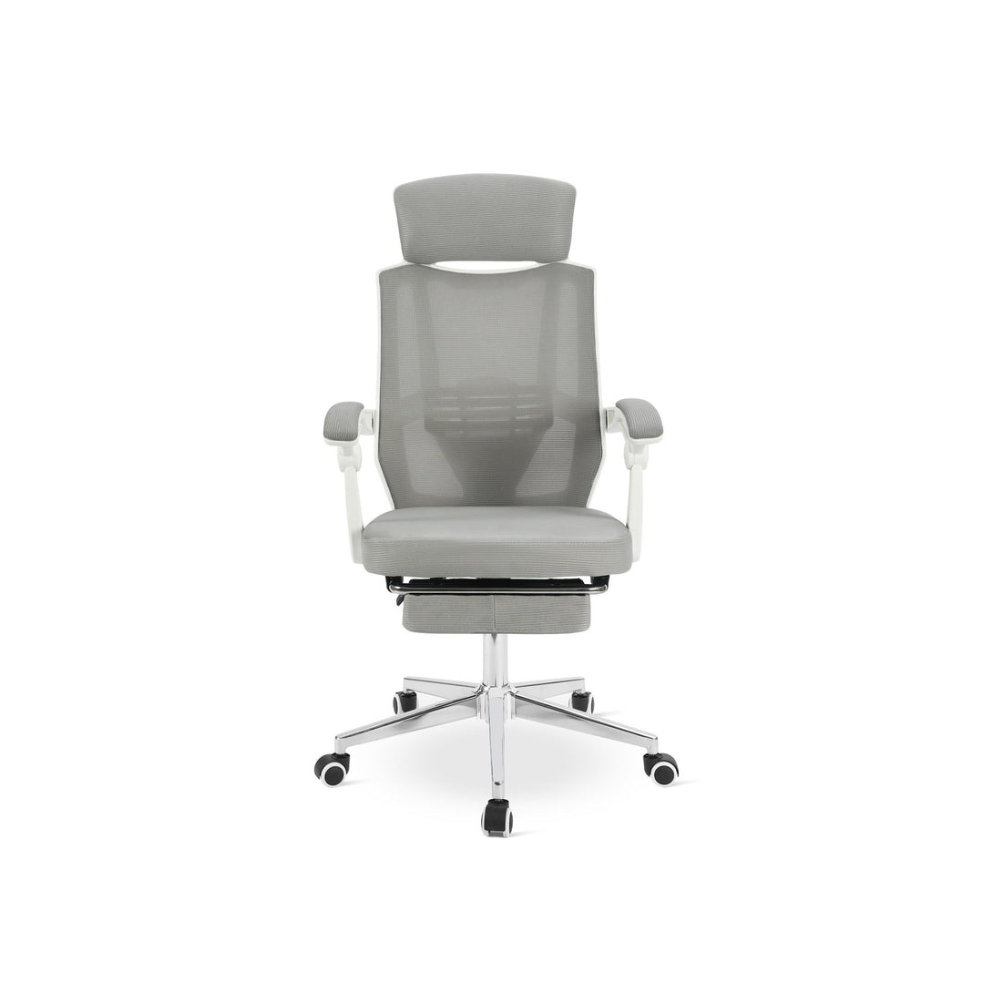 Melissa Office Chair with Footrest - Grey + White