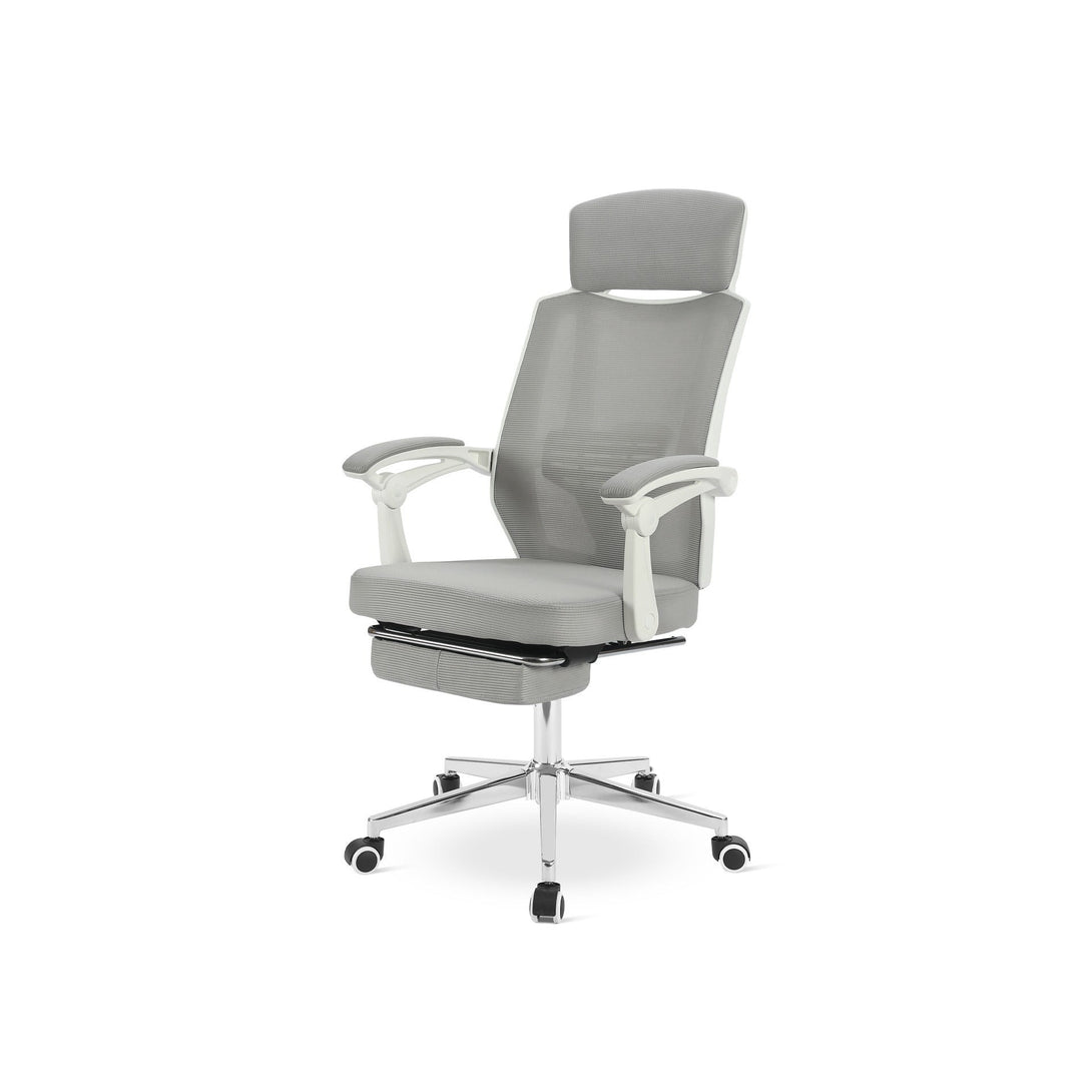 Melissa Office Chair with Footrest - Grey + White