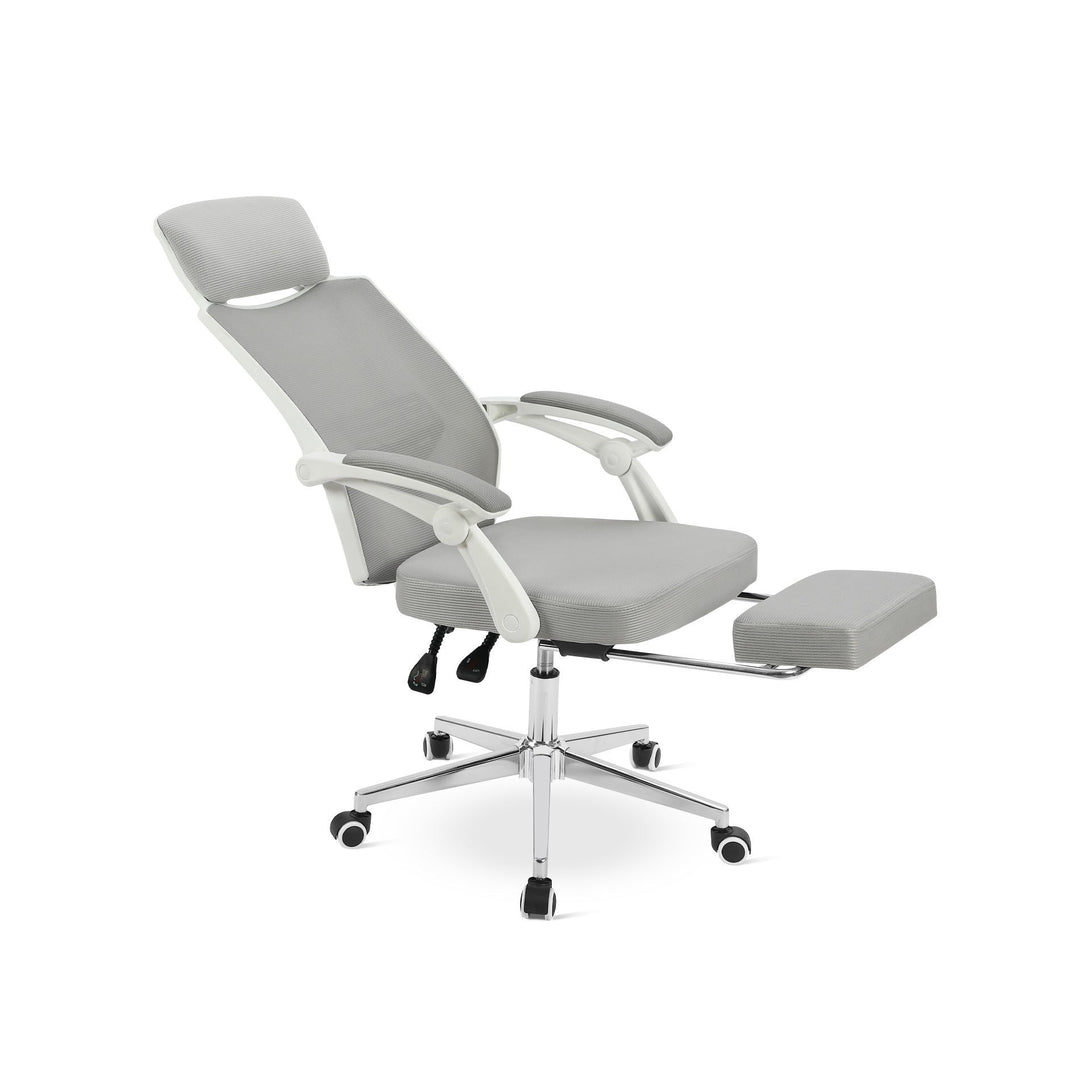 Melissa Office Chair with Footrest - Grey + White
