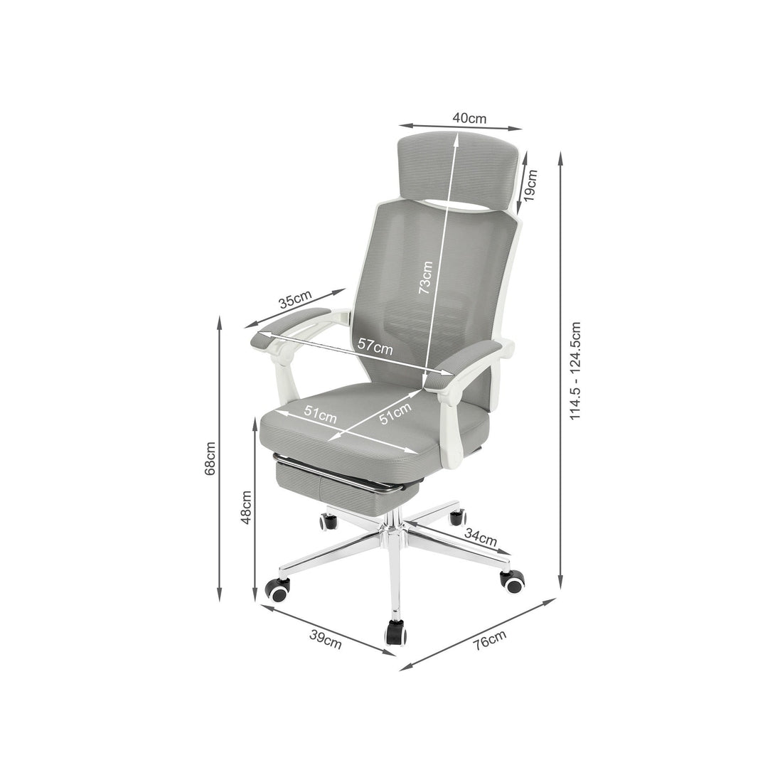 Melissa Office Chair with Footrest - Grey + White