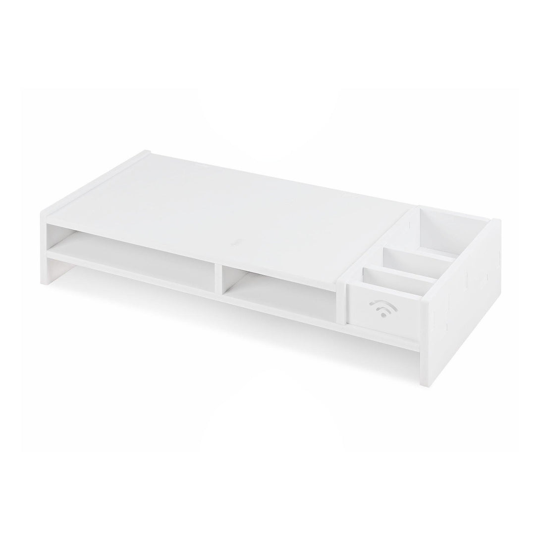 2 Tier Monitor Stand Riser Storage Organizer Shelf - White