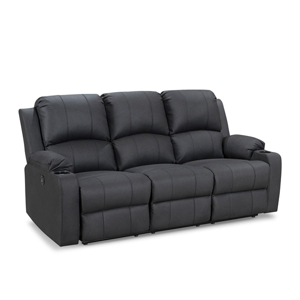 Marton Electric 3 Seater Recliner Sofa - Black