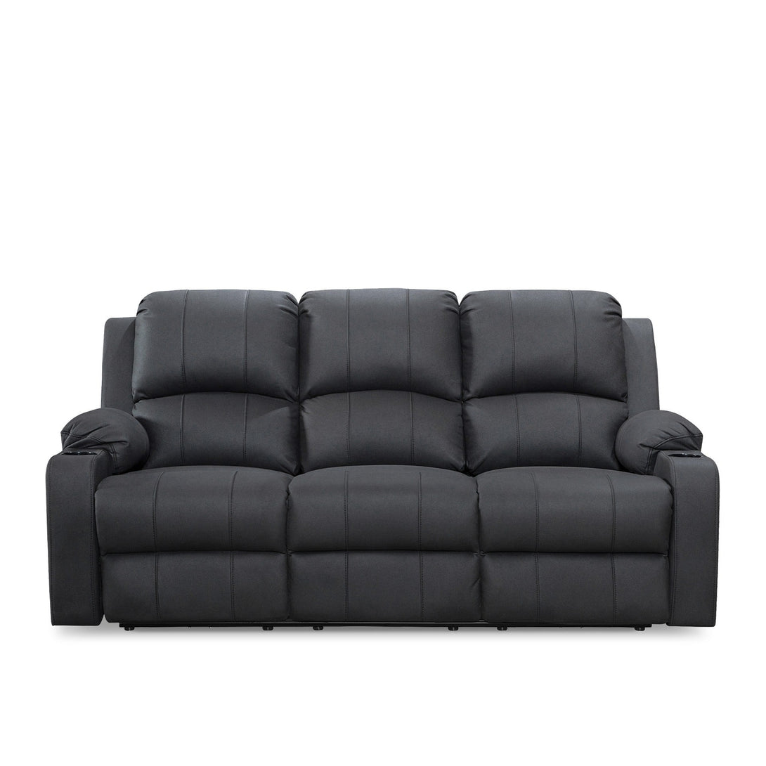 Marton Electric 3 Seater Recliner Sofa - Black
