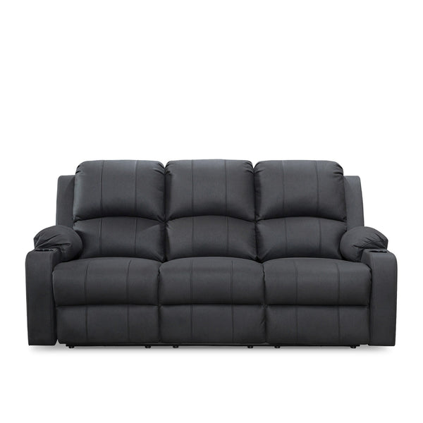 Marton Electric 3 Seater Recliner Sofa - Black