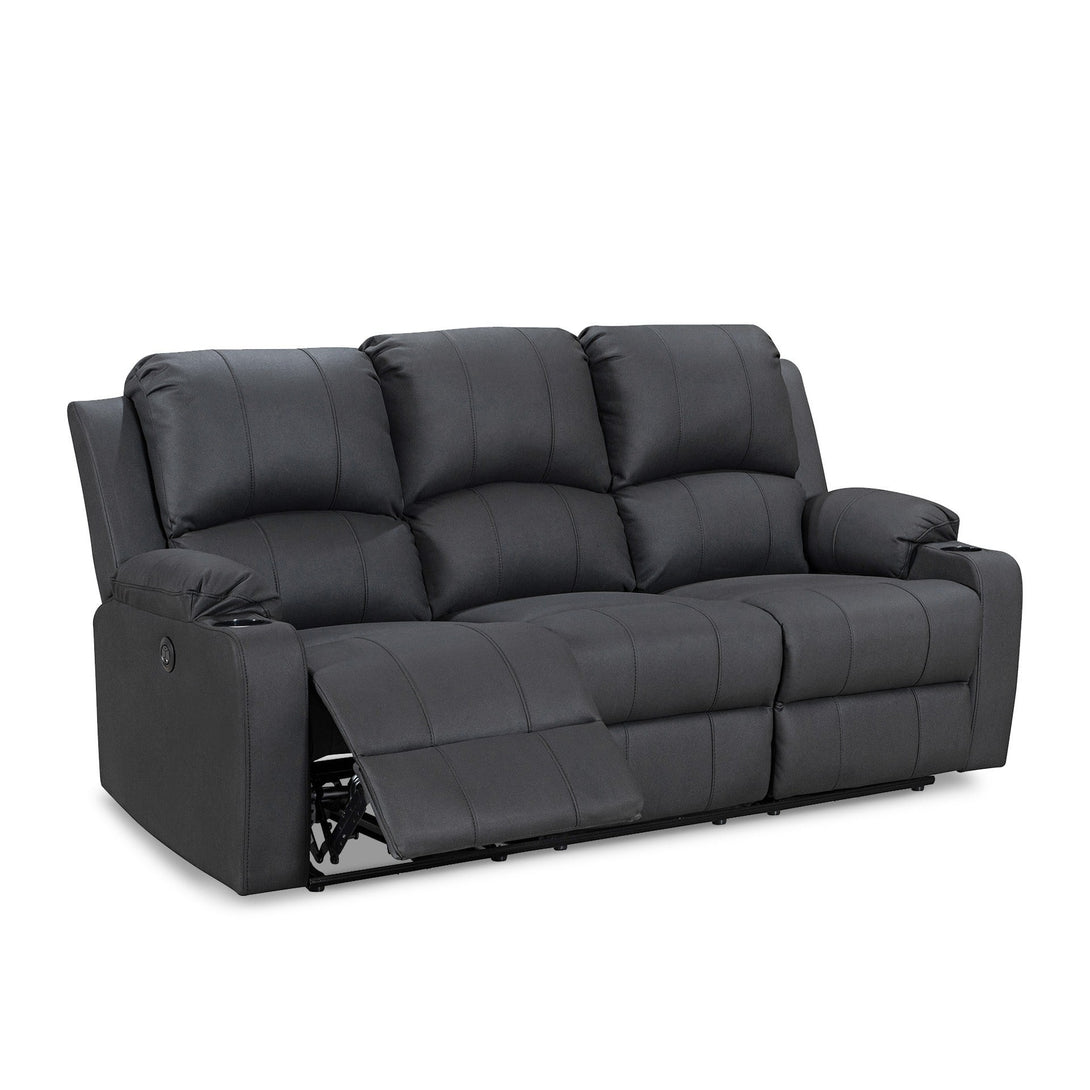 Marton Electric 3 Seater Recliner Sofa - Black