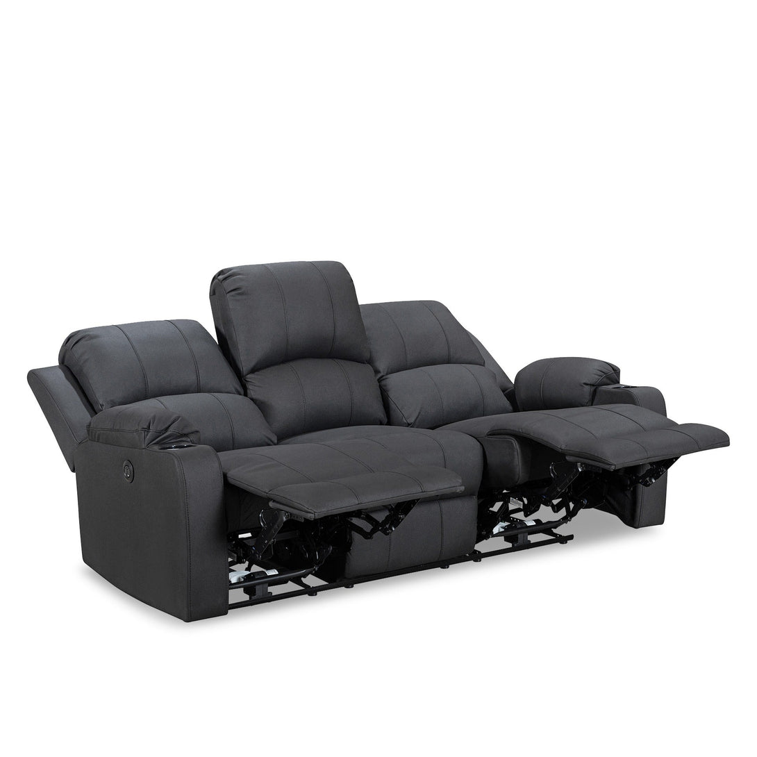 Marton Electric 3 Seater Recliner Sofa - Black