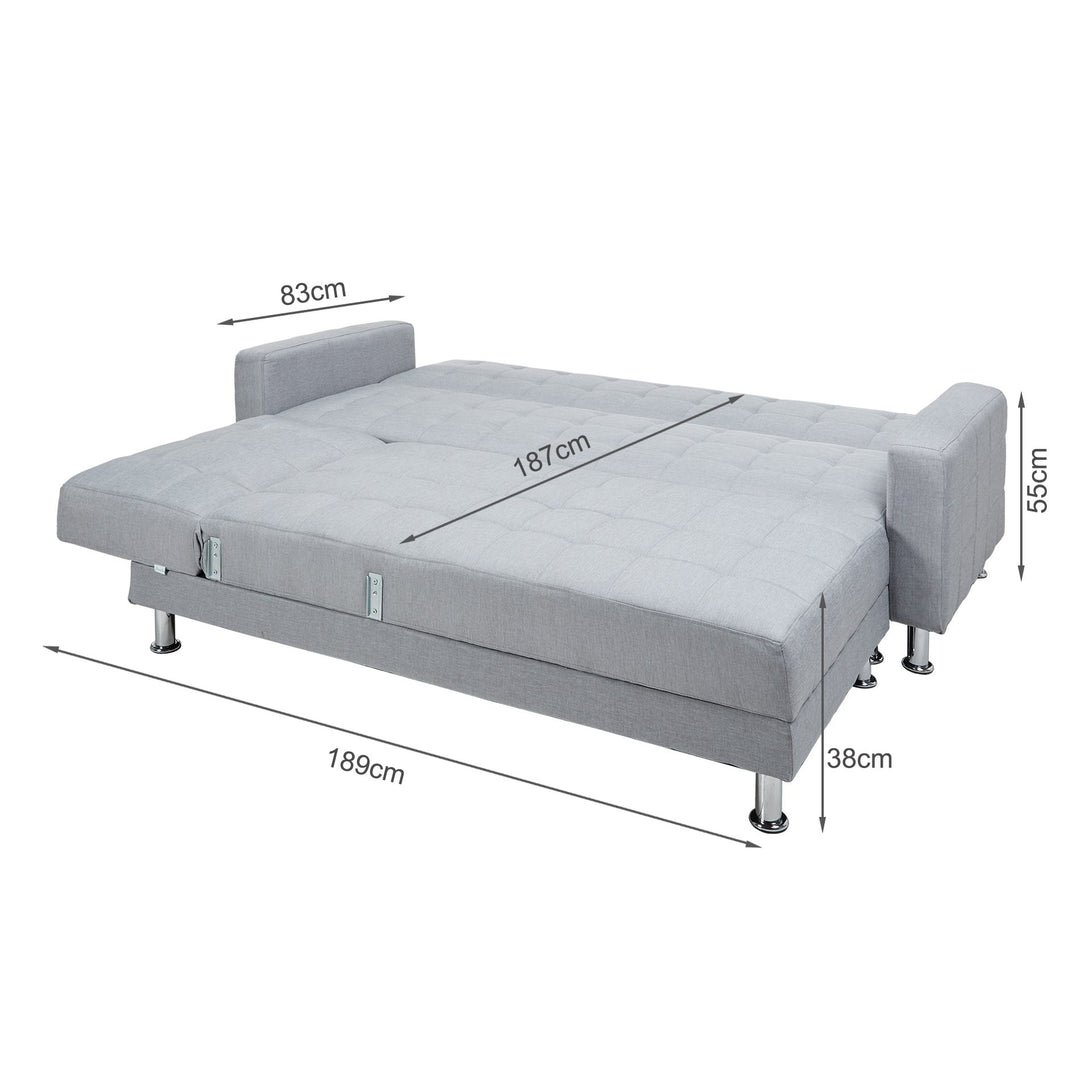 Minnesota 5 Seater Sofa Bed Futon with Chaise - Grey