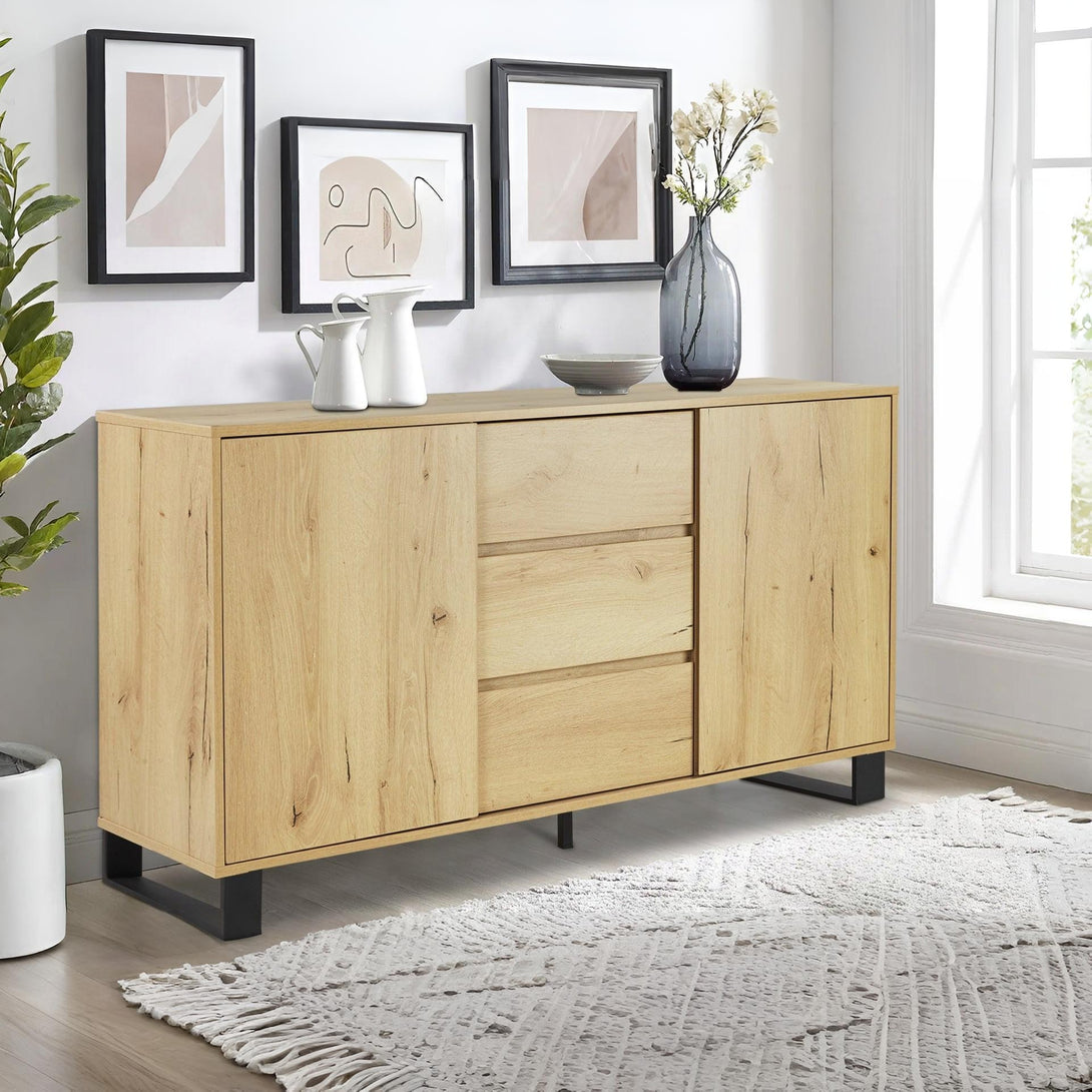 Frohna Sideboard Buffet Table with 3 Drawers - Oak