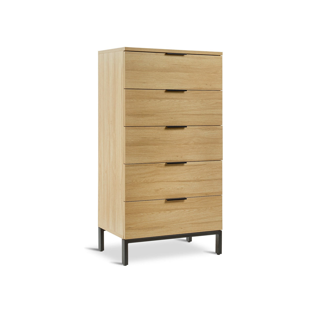 Ocala Tallboy 5 Drawer Chest Dresser - Oak