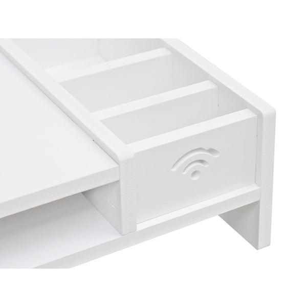 2 Tier Monitor Stand Riser Storage Organizer Shelf - White
