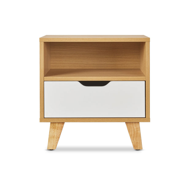 Schertz Wooden Bedside Table - Oak