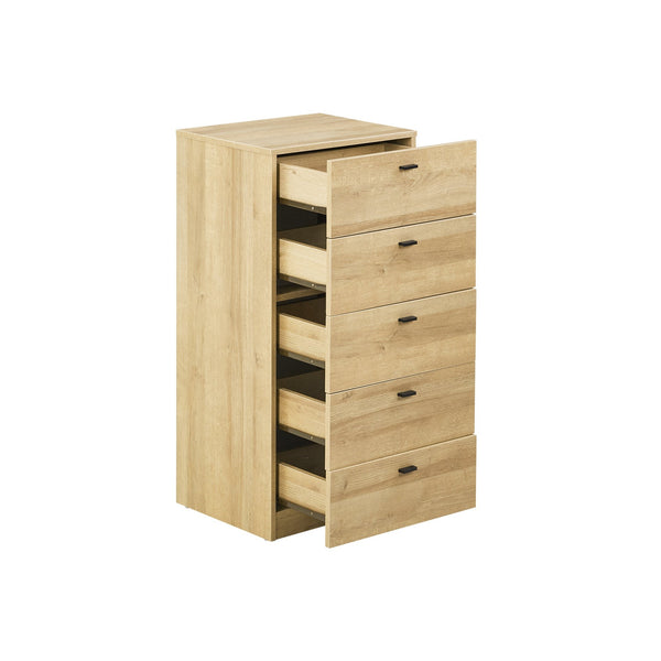Hekla Tallboy 5 Drawer Chest Dresser - Oak