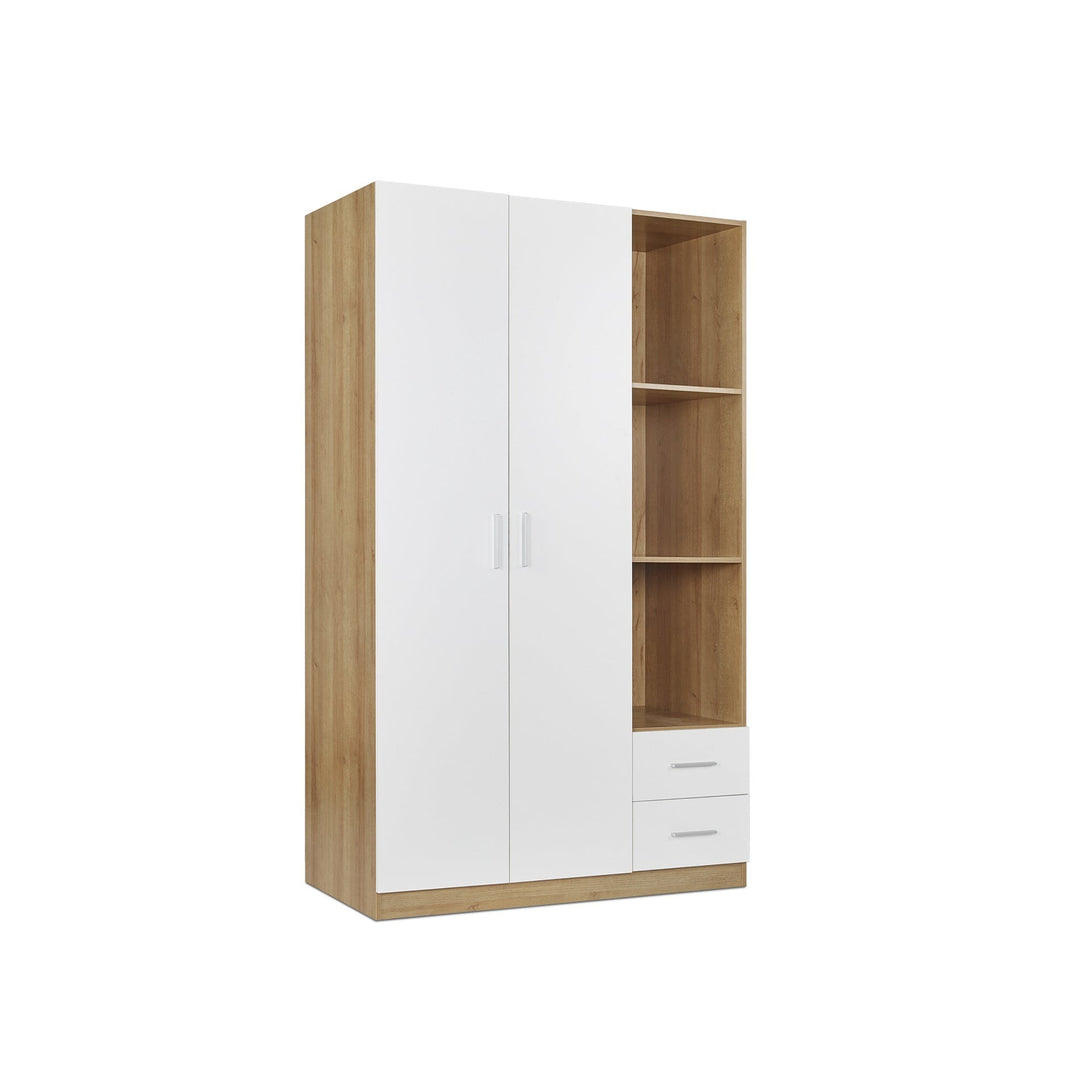Harris 3 Door Wardrobe with Drawers - Oak + White