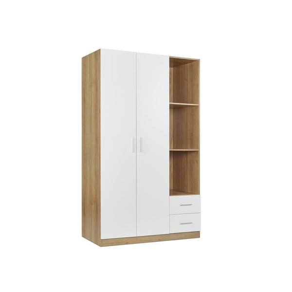 Harris 3 Door Wardrobe with Drawers - Oak + White