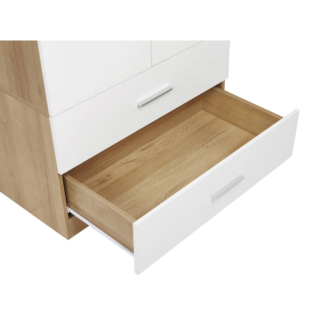 Harris 2 Door Wardrobe with Drawers - Oak + White