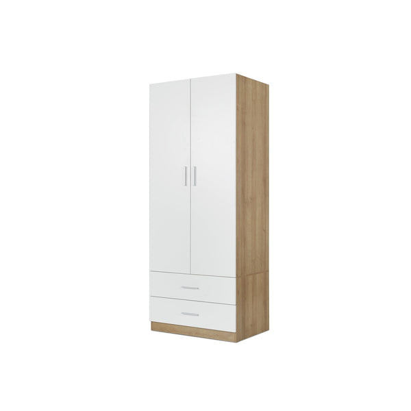 Harris 2 Door Wardrobe with Drawers - Oak + White