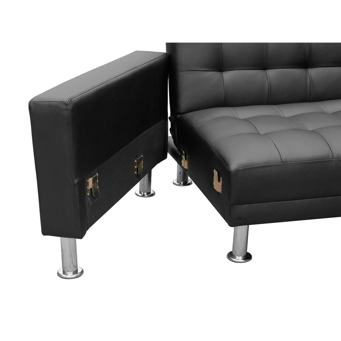 Colorado 3 Seater Sofa Bed Futon with Chaise - Black