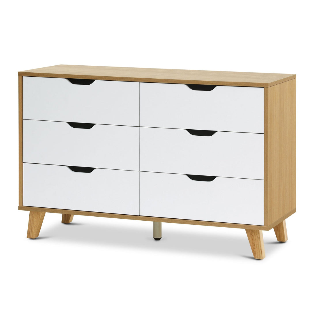 Schertz Wooden Low Boy 6 Drawers - Oak