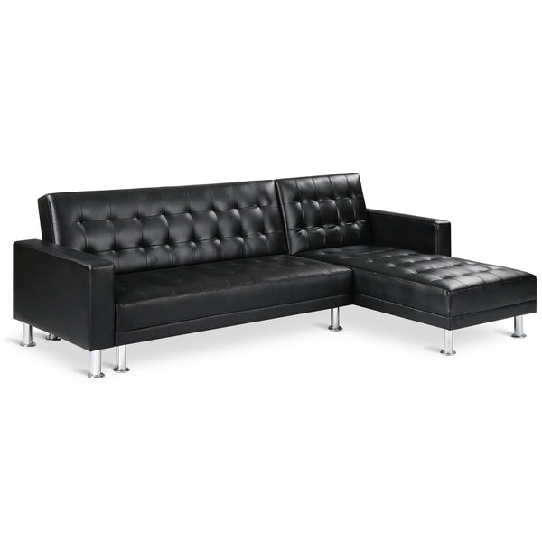 Colorado 3 Seater Sofa Bed Futon with Chaise - Black