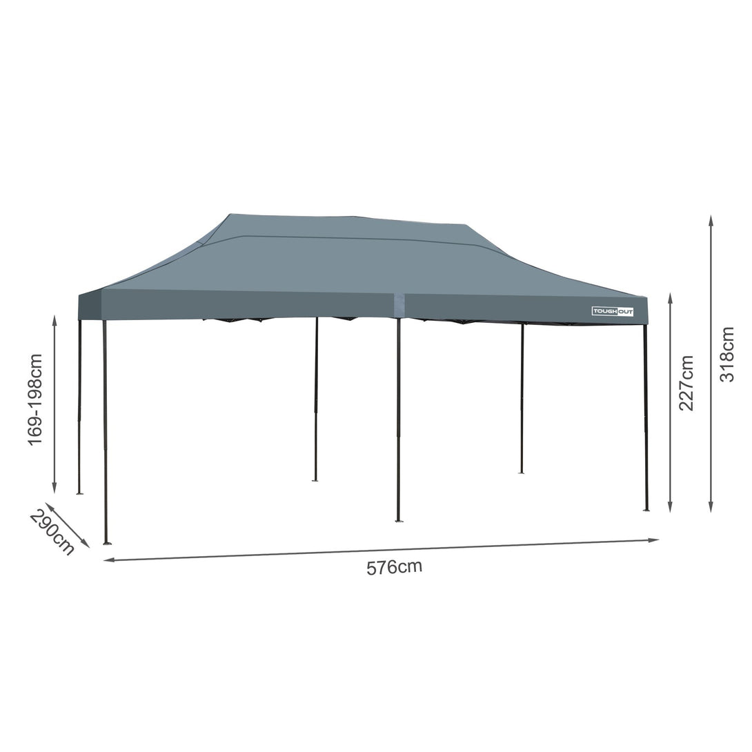 Toughout Breeze Gazebo with 3 Side Walls 3x6m - Grey