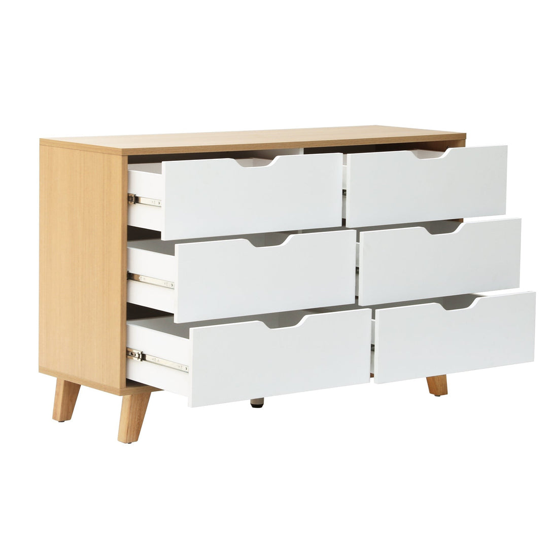 Schertz Wooden Low Boy 6 Drawers - Oak