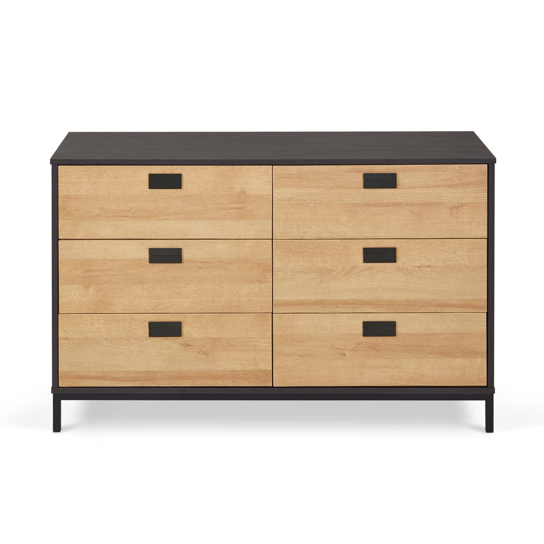 Morris Wooden Low Boy 6 Drawers - Oak