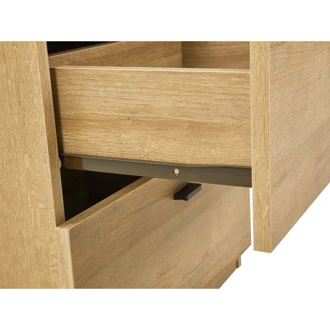 Hekla Wooden Bedside Table Nightstand with 2 Drawers - Oak