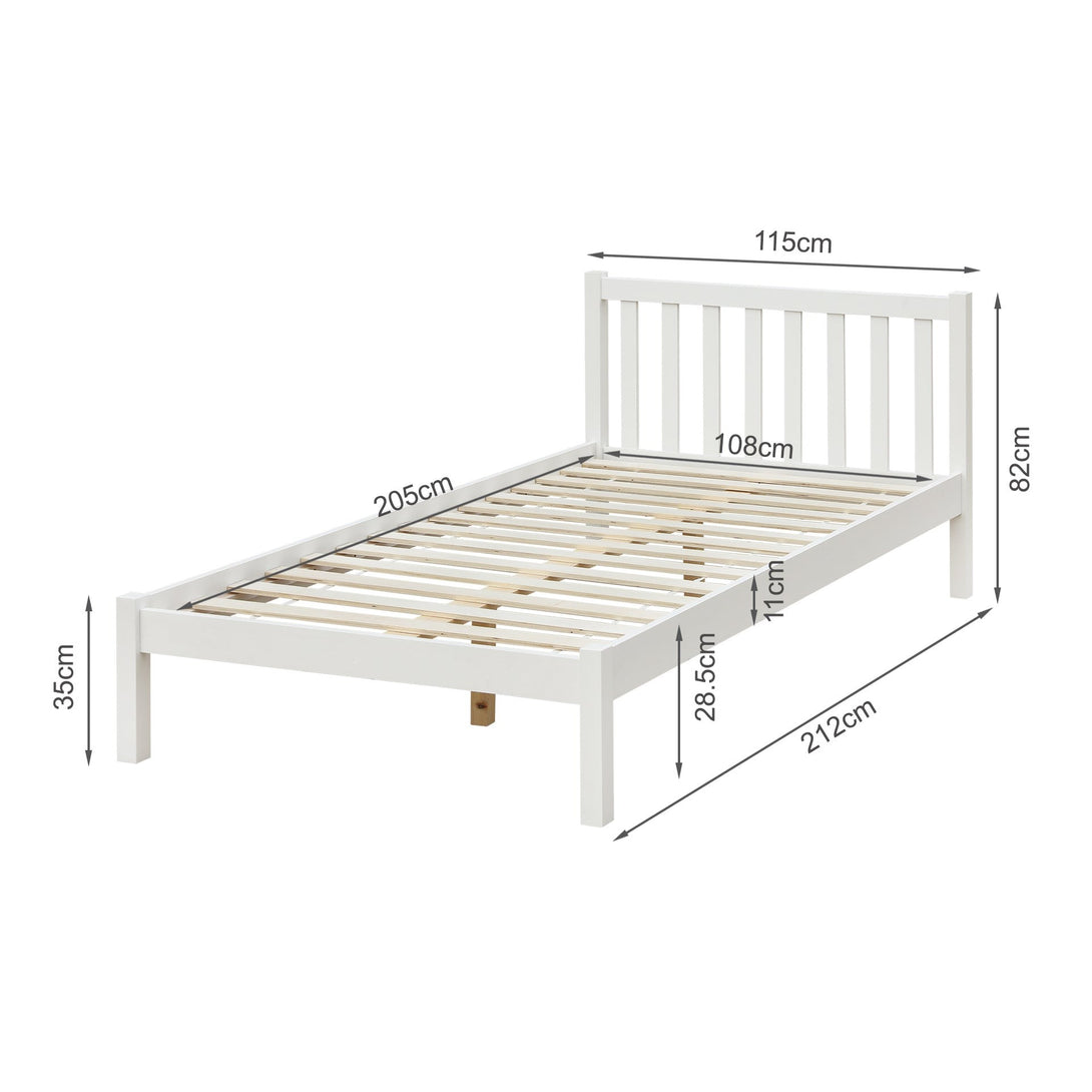Baker King Single Wooden Bed Frame - White