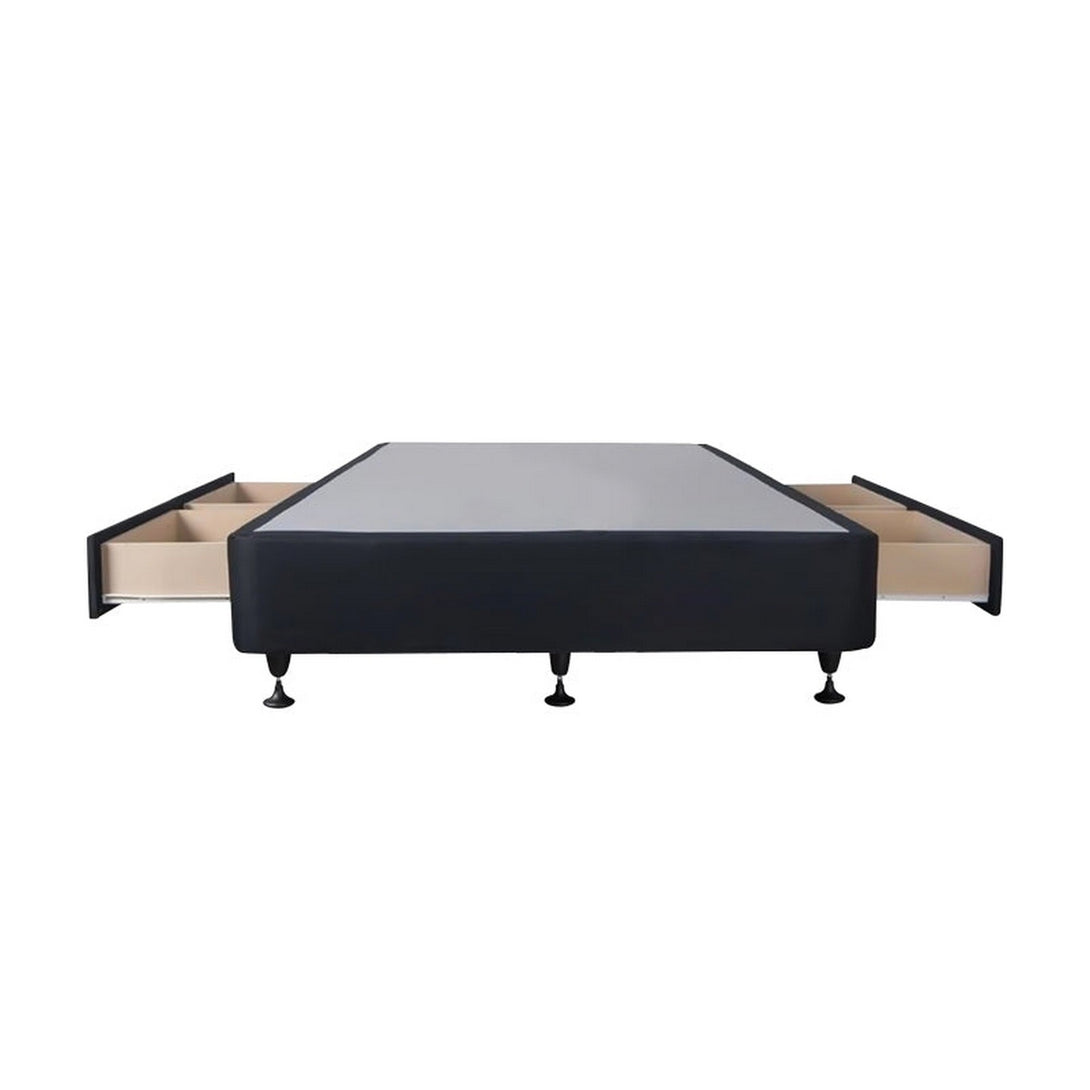 Charles Fabric Queen Bed Base 4 Drawers - Black