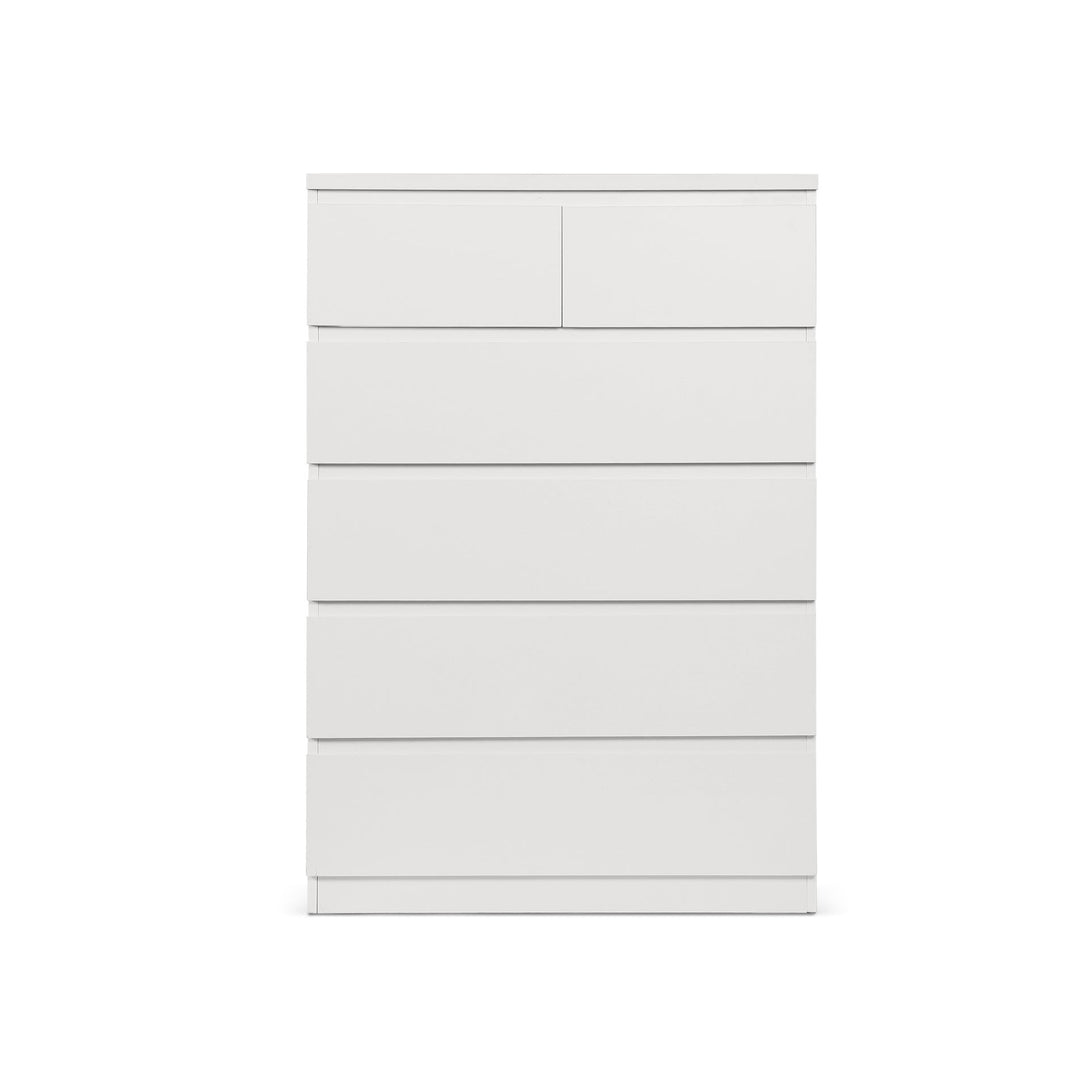 Tongass Wooden Tallboy 6 Drawers - White