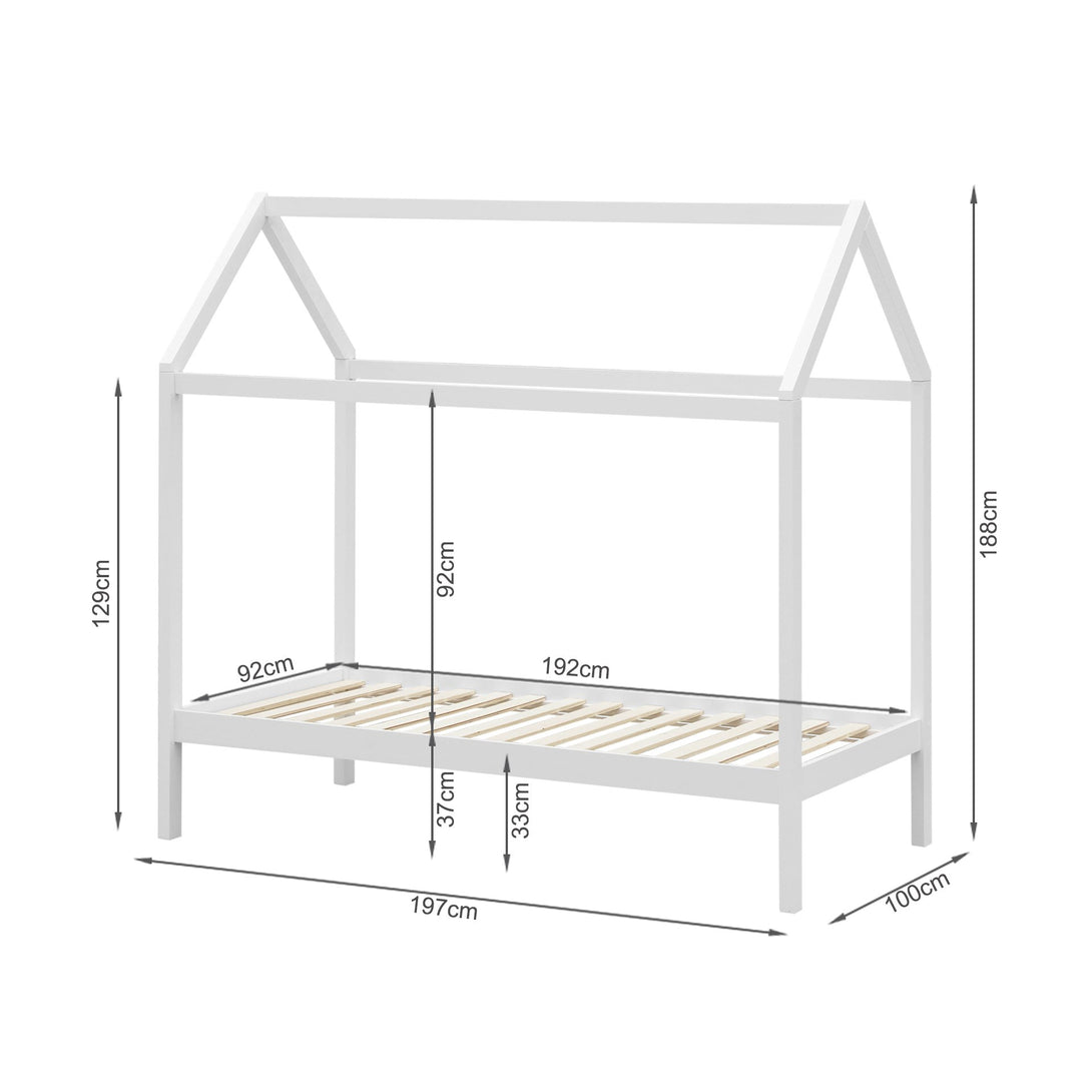 Mayon Single Wooden House Bed Frame - White