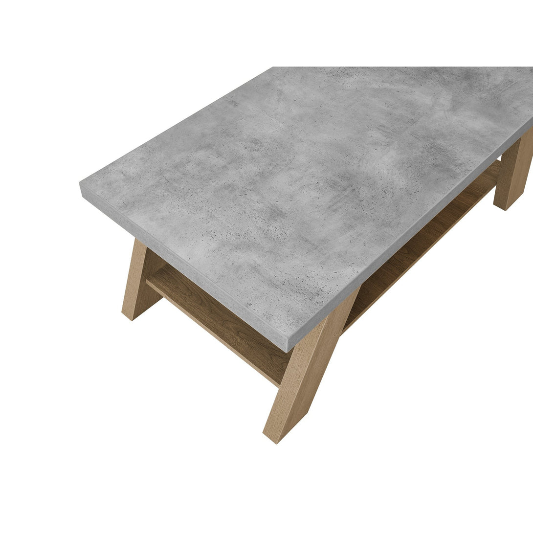 Tommie Rectangular Coffee Table - Cement + Oak
