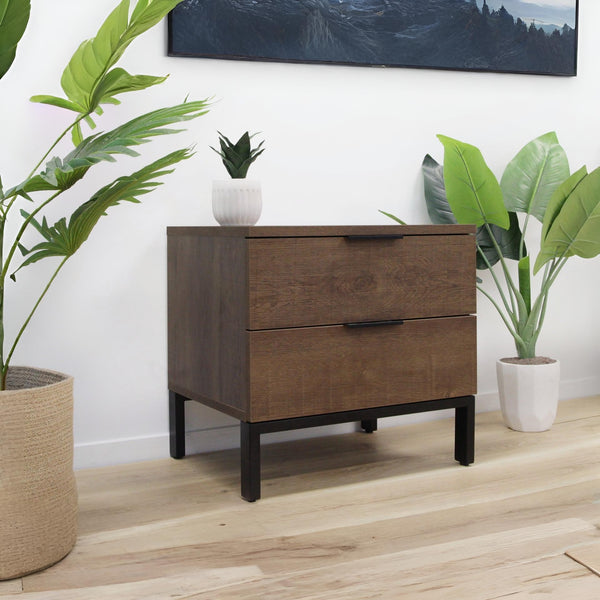 Ocala Wooden Bedside Table - Walnut