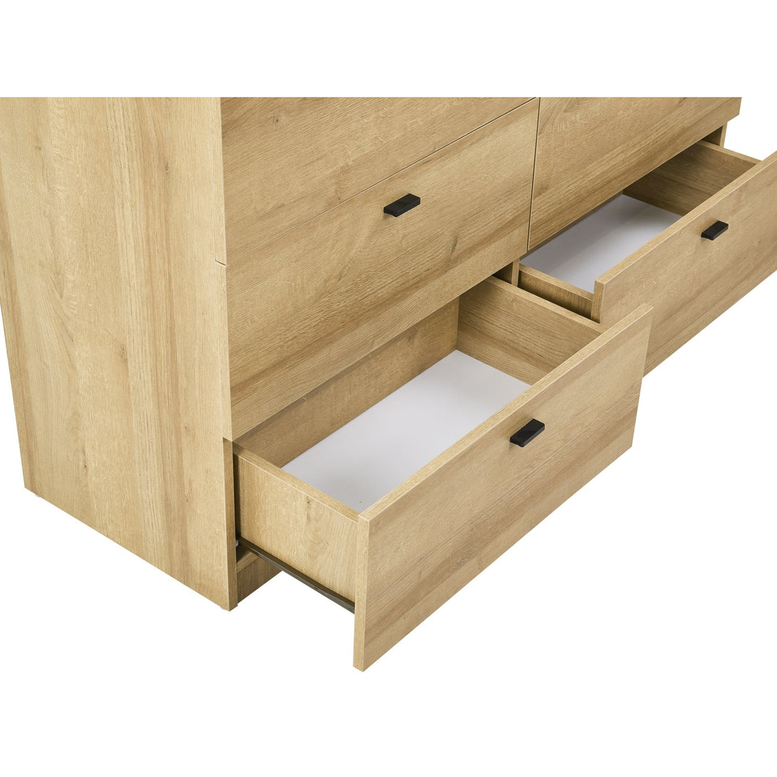 Hekla Low Boy 6 Drawer Chest Dresser - Oak