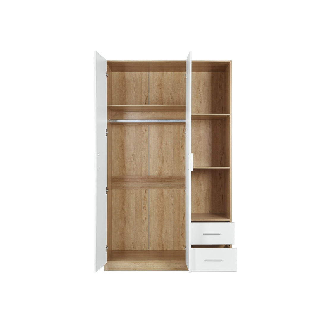 Harris 3 Door Wardrobe with Drawers - Oak + White