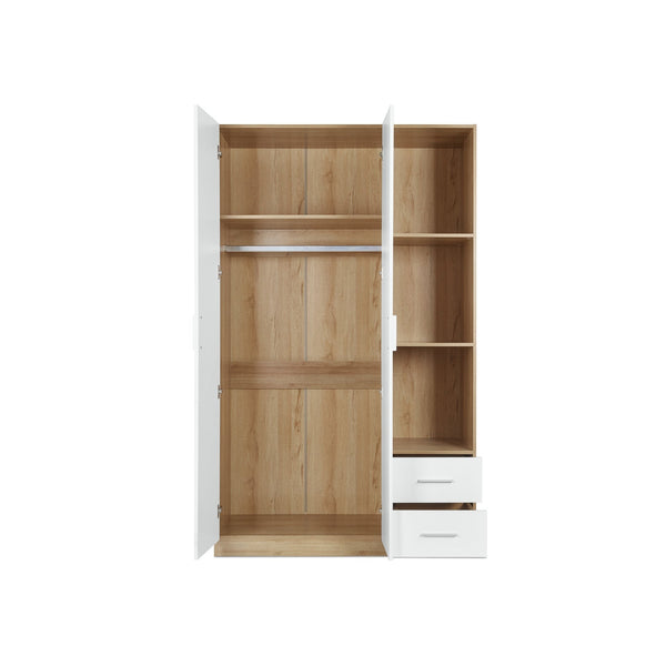Harris 3 Door Wardrobe with Drawers - Oak + White