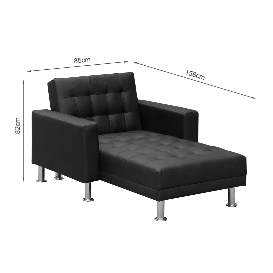 Colorado 3 Seater Sofa Bed Futon with Chaise - Black