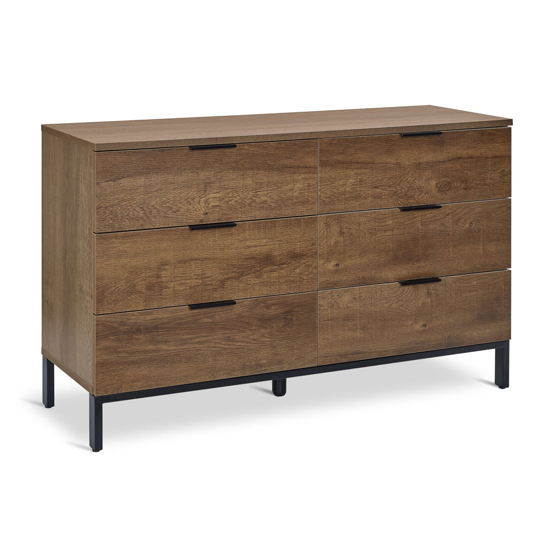 Ocala Low Boy 6 Drawer Chest Dresser - Walnut